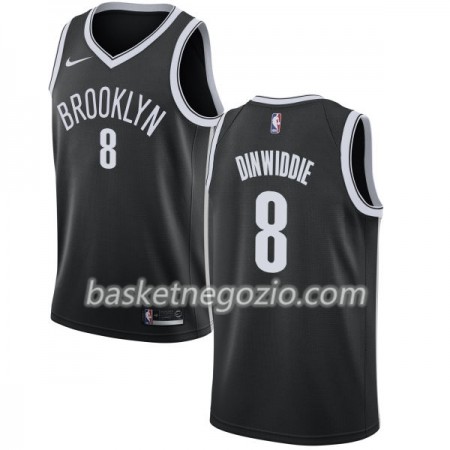 Canotte Uomo Brooklyn Nets Spencer Dinwiddie 8 Nike 2017-18 Nero Swingman